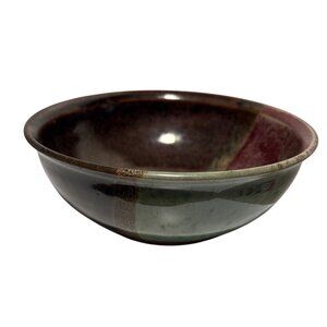 Handcrafted Ceramic Bowl With Multicolor Glaze Finish Signed 5.5"